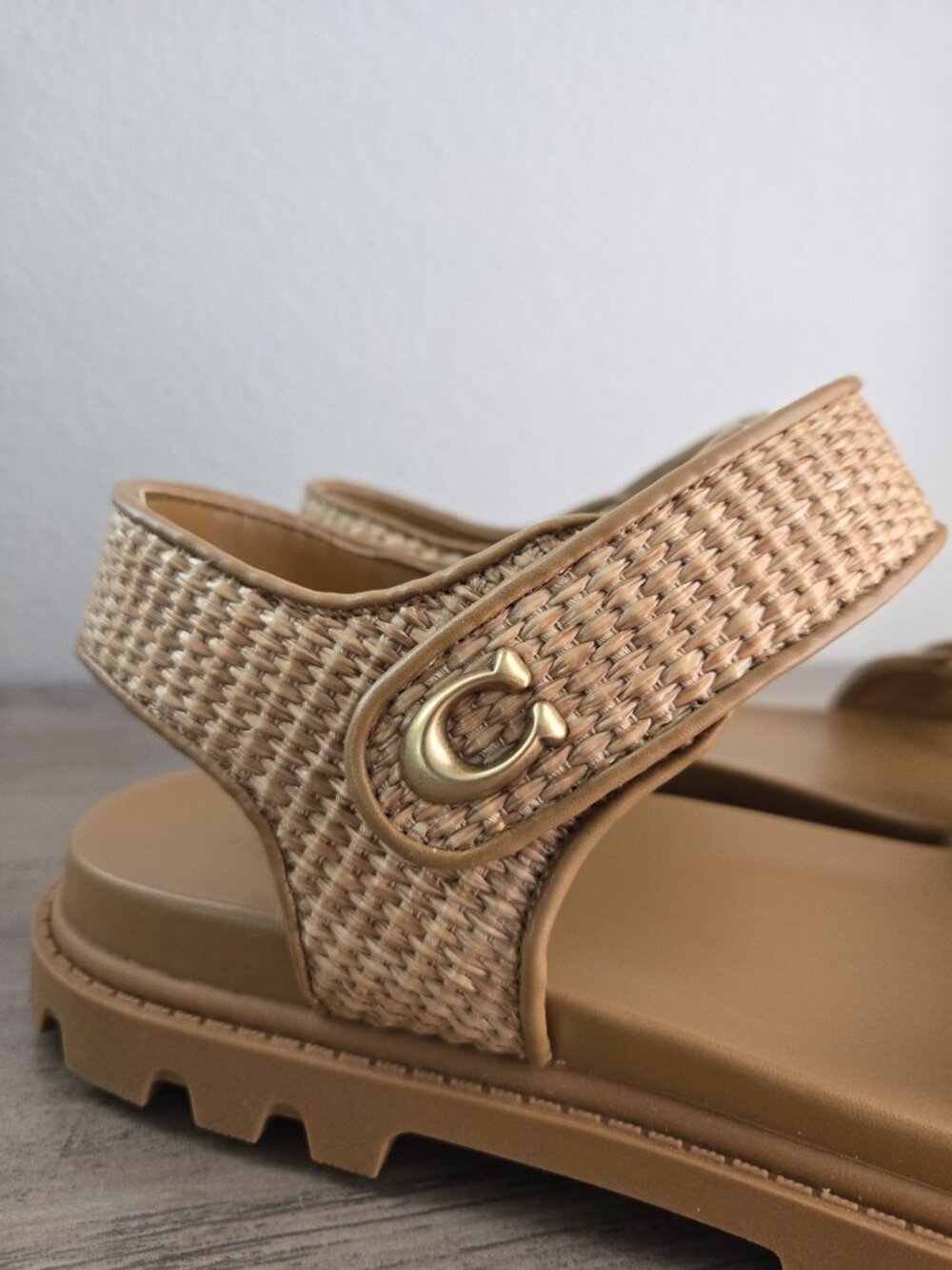 COACH Brynn Straw Open Toe Casual Sandals Natural Size 11B - Picture 7 of 16